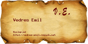 Vedres Emil névjegykártya